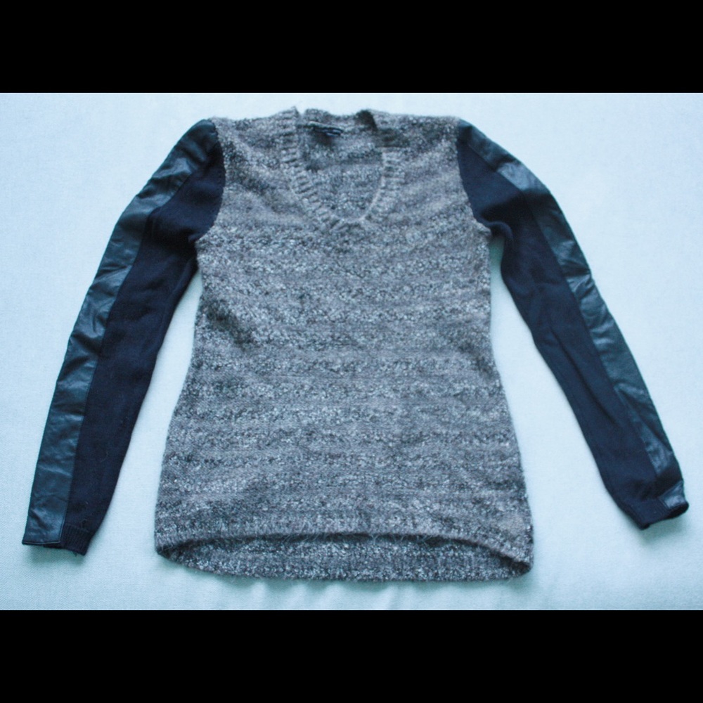 W118 by Walter Baker Faux Leather Sleeve Sweater